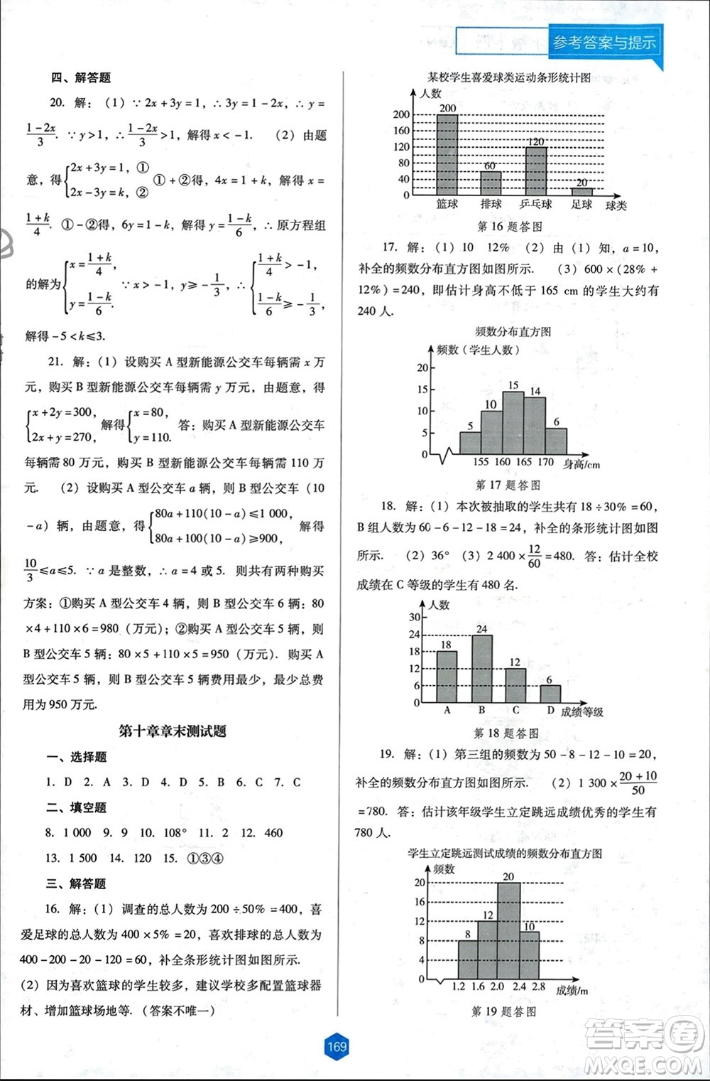 遼海出版社2024年春新課程能力培養(yǎng)七年級數(shù)學(xué)下冊人教版D版大連專版參考答案