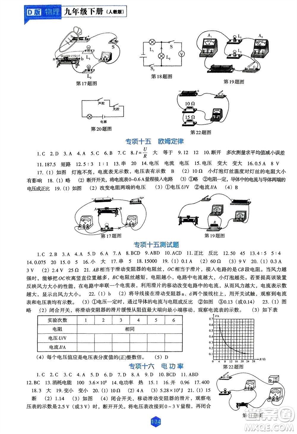 遼海出版社2024年春新課程能力培養(yǎng)九年級物理下冊人教版D版大連專版參考答案