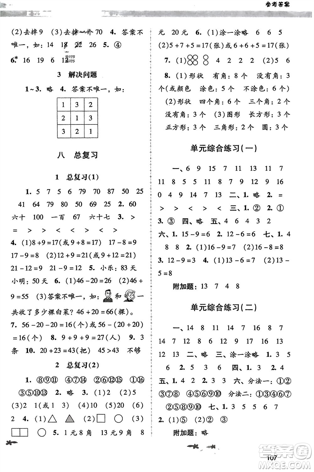 廣西師范大學(xué)出版社2024年春自主與互動(dòng)學(xué)習(xí)新課程學(xué)習(xí)輔導(dǎo)一年級(jí)數(shù)學(xué)下冊(cè)人教版參考答案