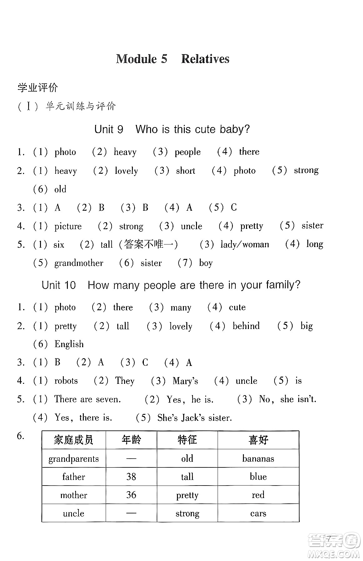 廣州出版社2024年春陽光學(xué)業(yè)評價三年級英語下冊教科版答案