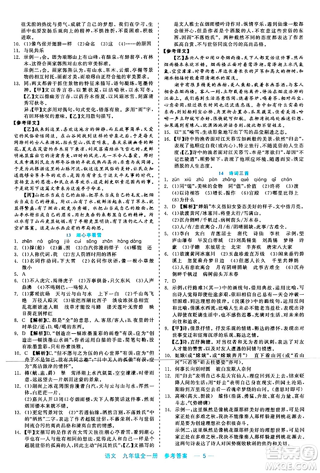 浙江工商大學(xué)出版社2024年春精彩練習(xí)就練這一本九年級(jí)語文下冊(cè)通用版答案