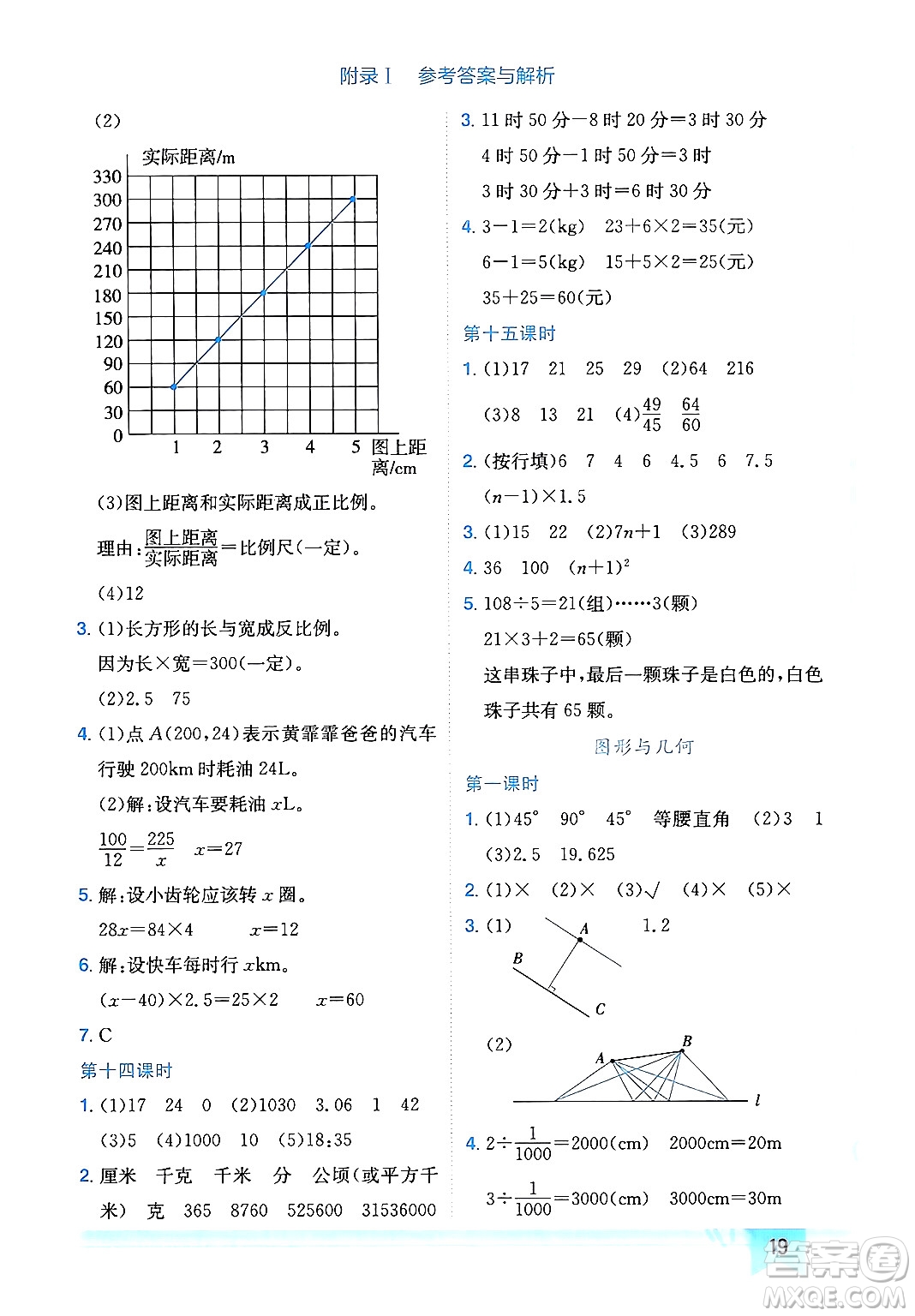 龍門書局2024年春黃岡小狀元作業(yè)本六年級(jí)數(shù)學(xué)下冊(cè)北師大版廣東專版答案