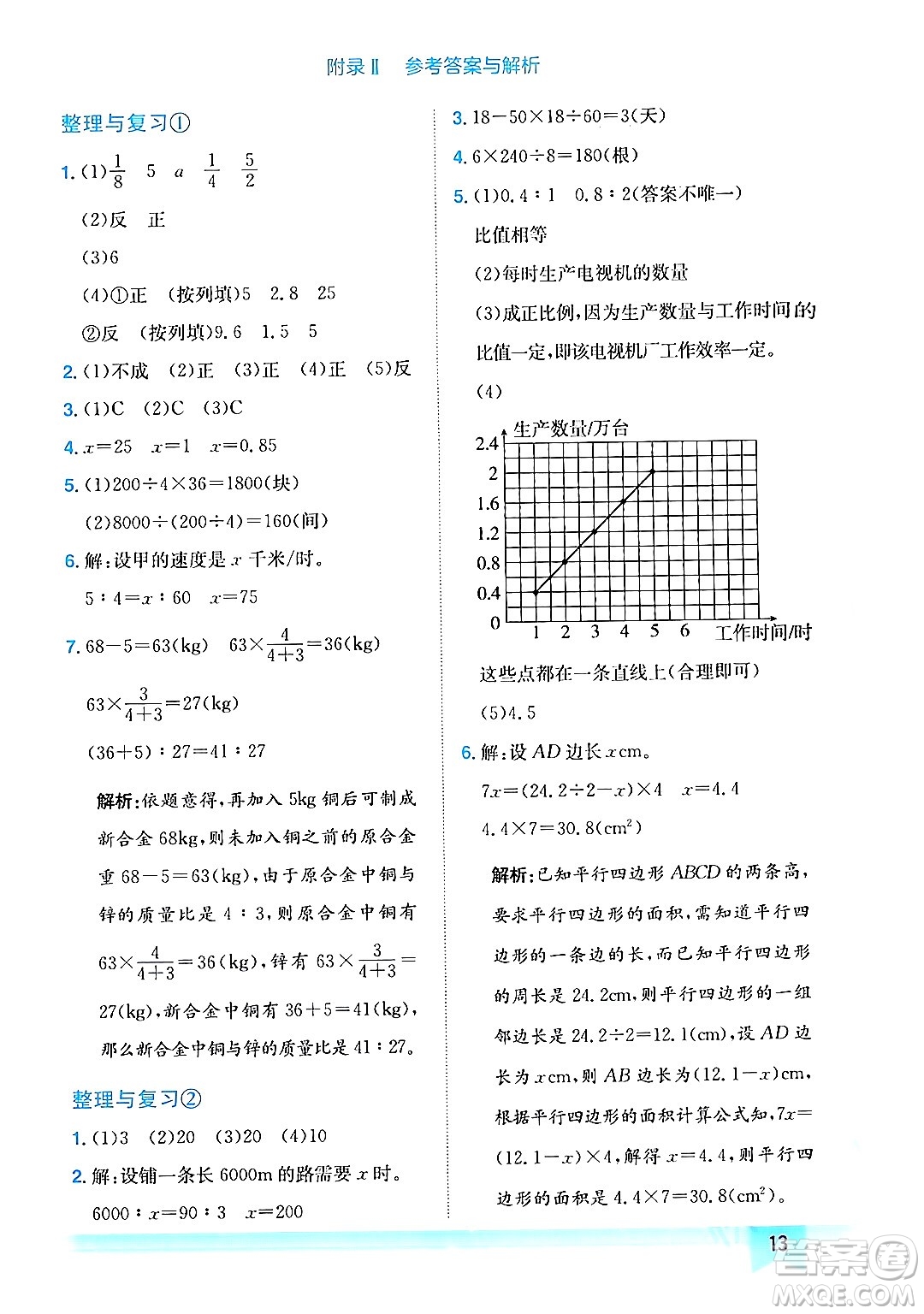 龍門書局2024年春黃岡小狀元作業(yè)本六年級(jí)數(shù)學(xué)下冊(cè)西師版答案