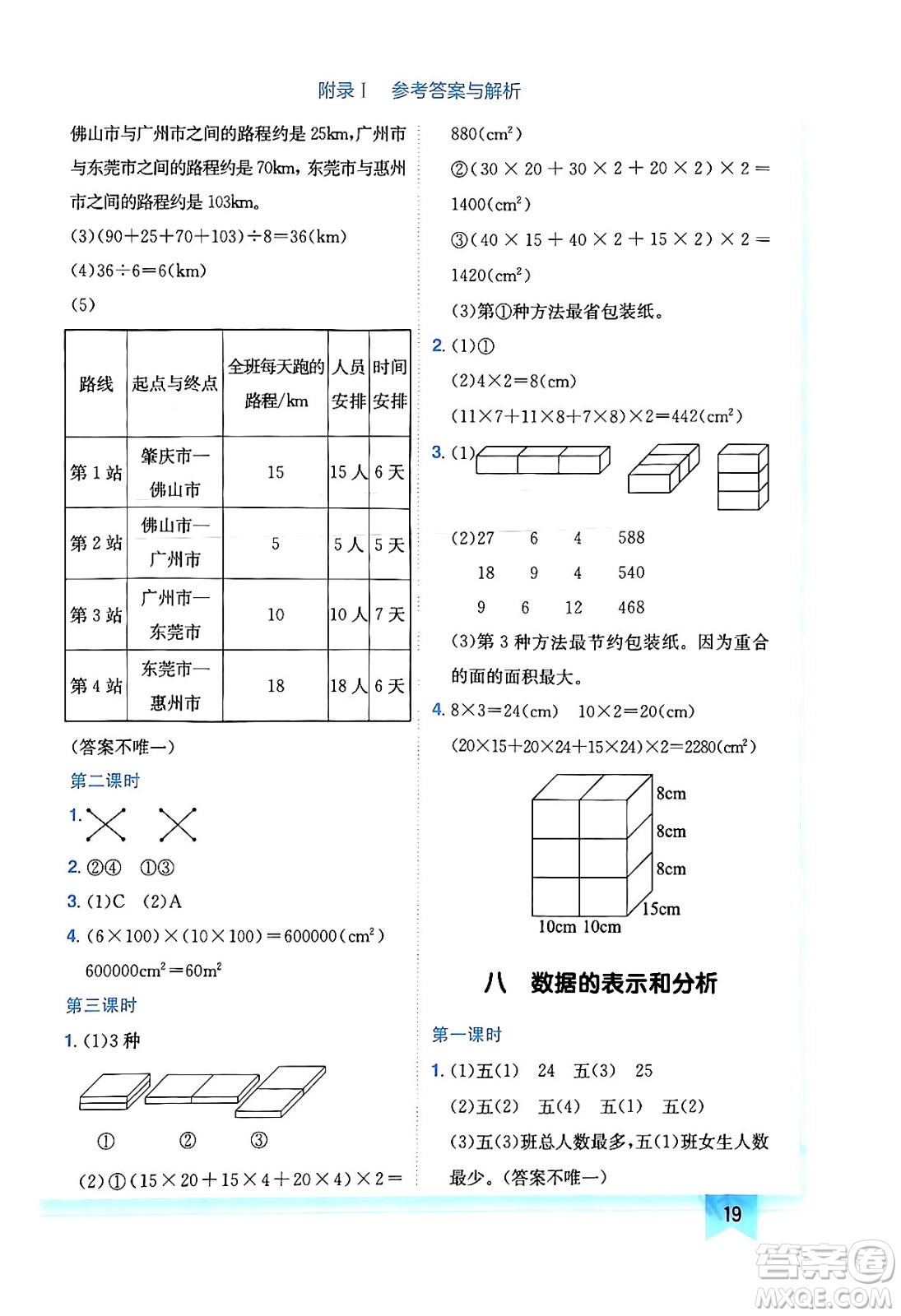 龍門書局2024年春黃岡小狀元作業(yè)本五年級數(shù)學(xué)下冊北師大版廣東專版答案