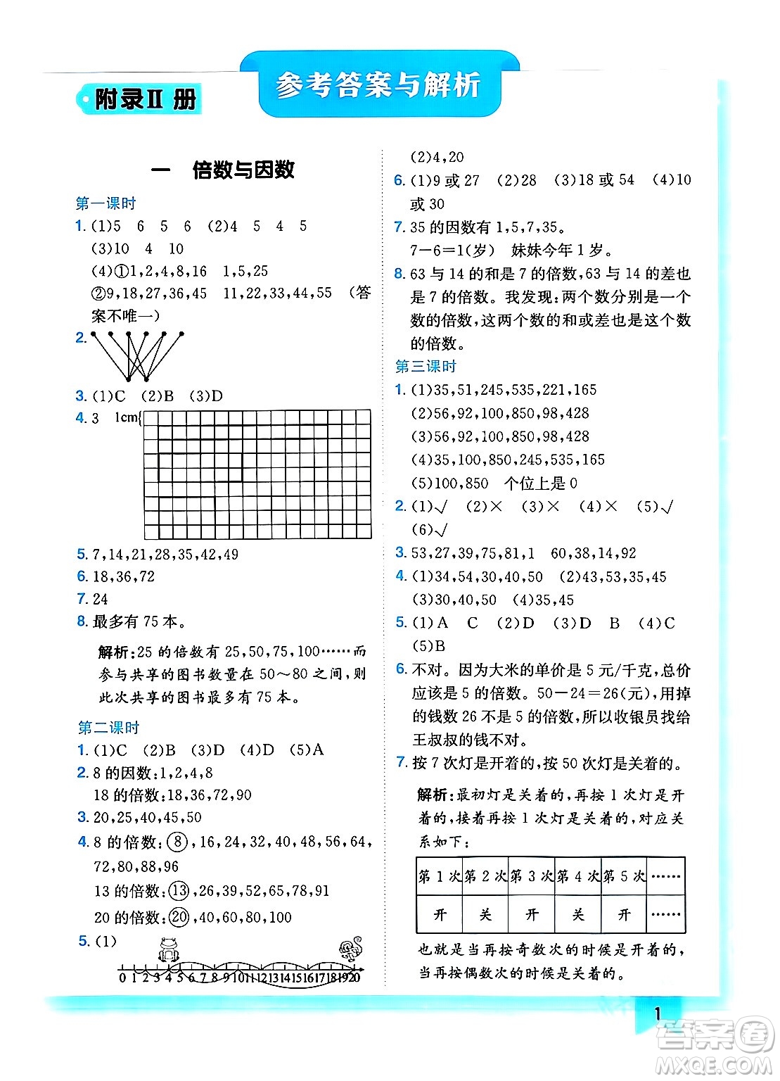 龍門(mén)書(shū)局2024年春黃岡小狀元作業(yè)本五年級(jí)數(shù)學(xué)下冊(cè)西師版答案