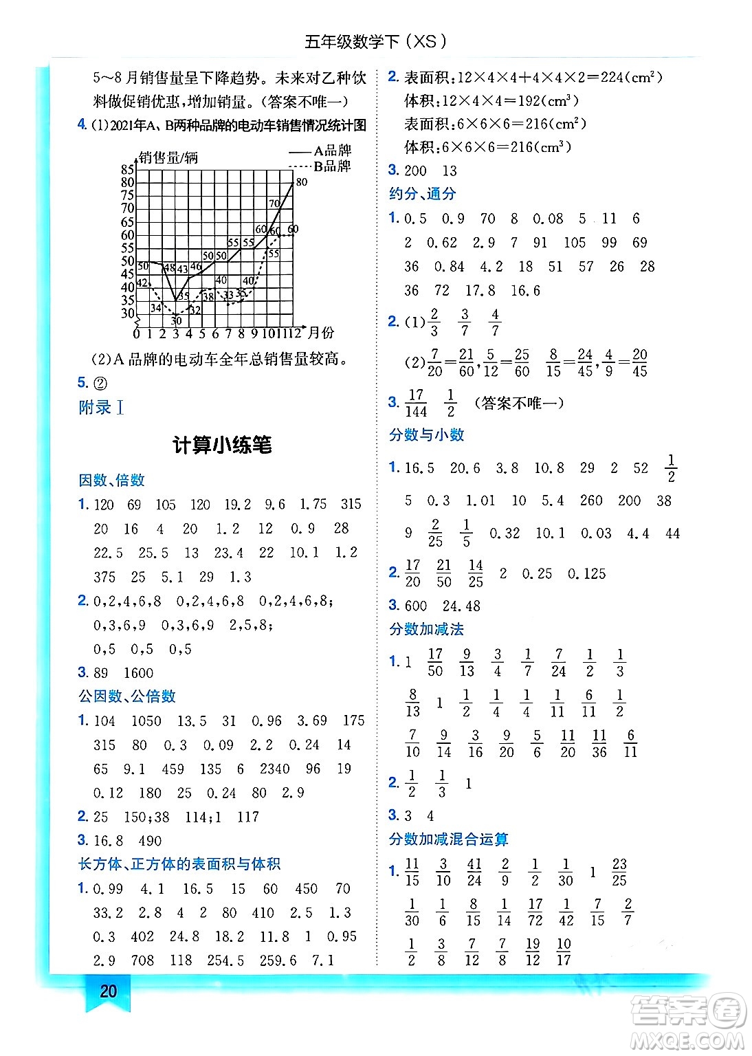 龍門(mén)書(shū)局2024年春黃岡小狀元作業(yè)本五年級(jí)數(shù)學(xué)下冊(cè)西師版答案