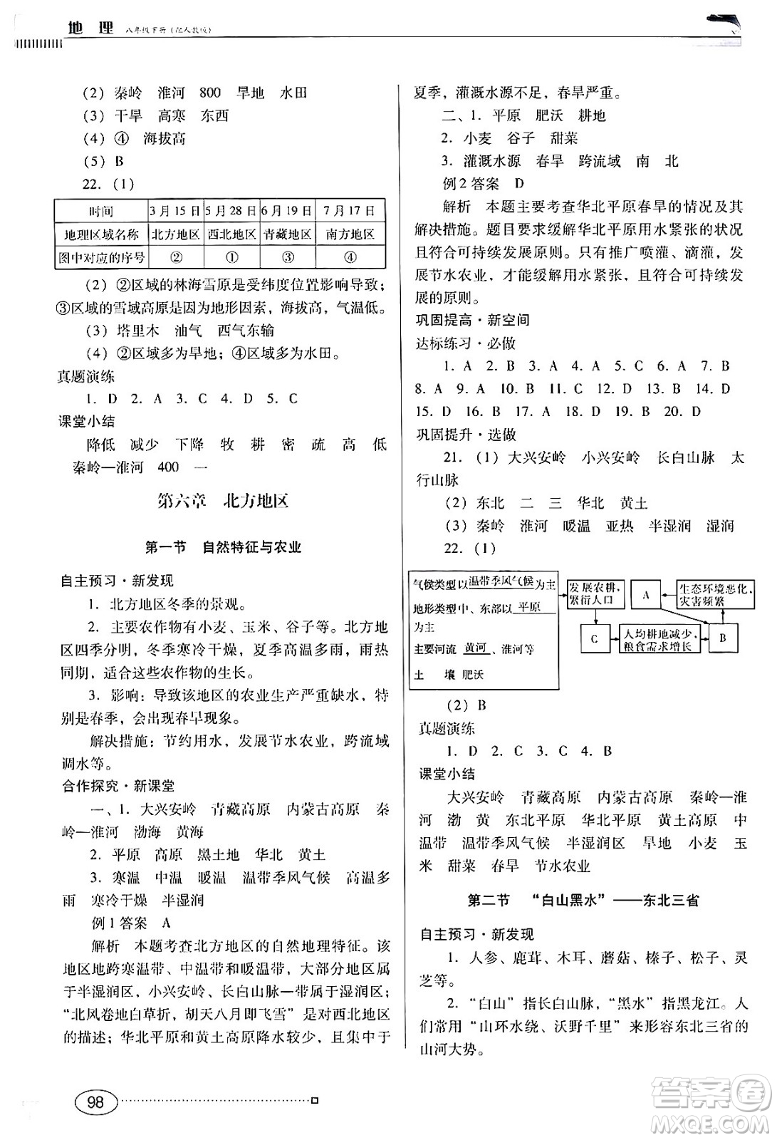 廣東教育出版社2024年春南方新課堂金牌學(xué)案八年級(jí)地理人教版答案