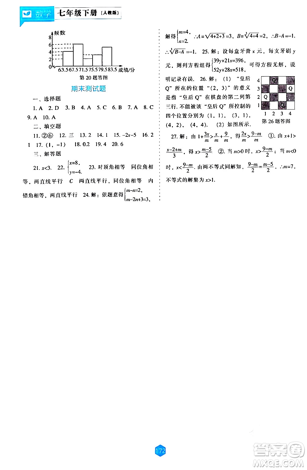 遼海出版社2024年春新課程數(shù)學(xué)能力培養(yǎng)七年級(jí)數(shù)學(xué)下冊(cè)人教版答案