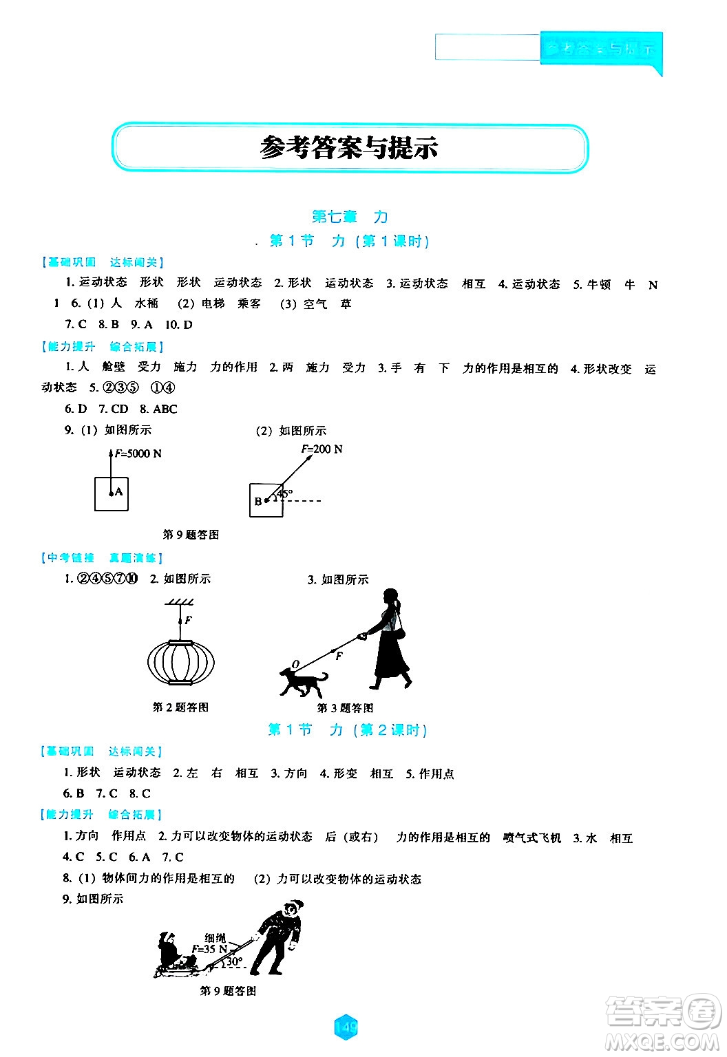 遼海出版社2024年春新課程物理能力培養(yǎng)八年級物理下冊人教版答案