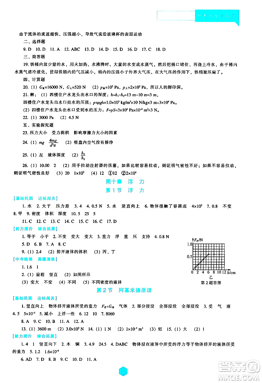 遼海出版社2024年春新課程物理能力培養(yǎng)八年級物理下冊人教版答案