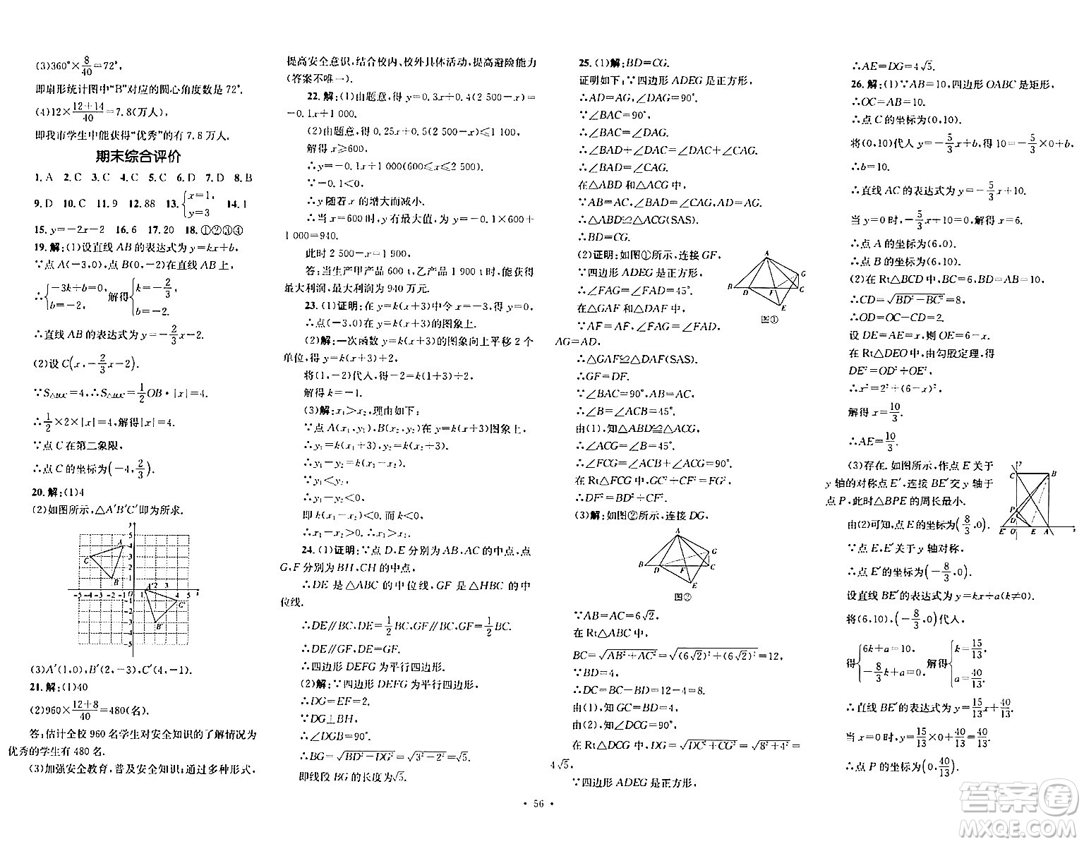 湖南教育出版社2024年春學(xué)科素養(yǎng)與能力提升八年級(jí)數(shù)學(xué)下冊(cè)湘教版答案