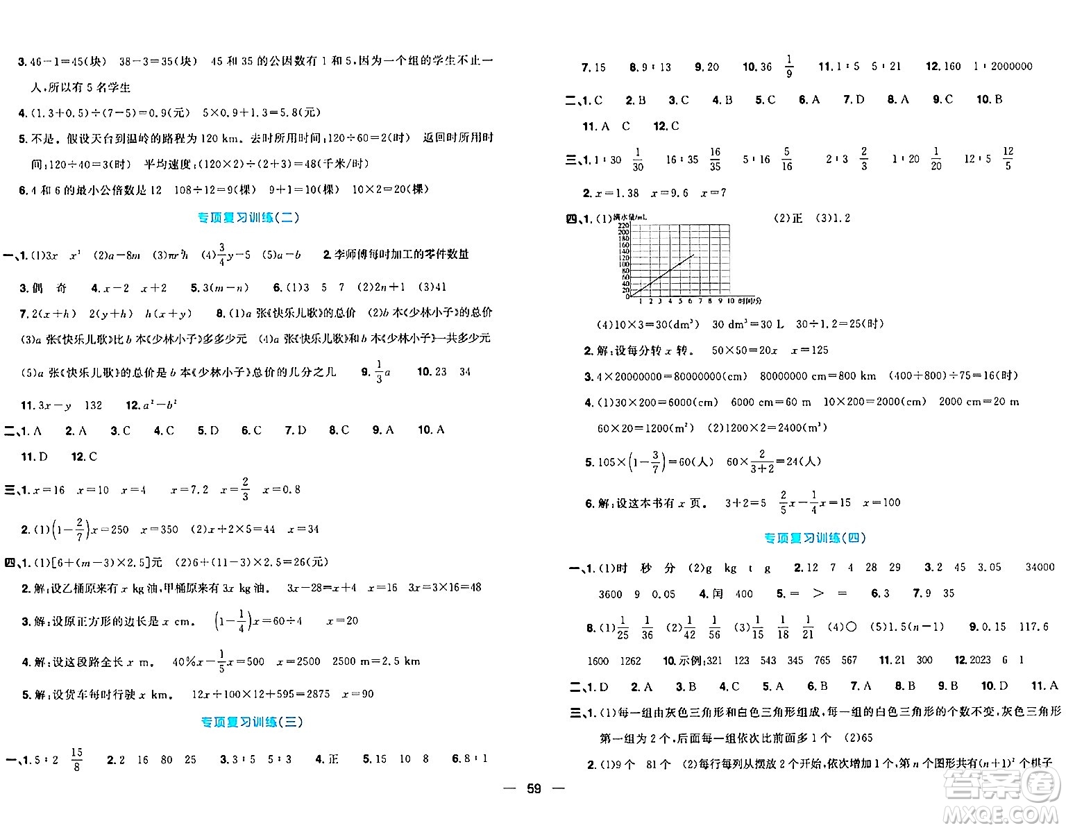 江西教育出版社2024年春陽光同學一線名師全優(yōu)好卷六年級數學下冊北師大版答案