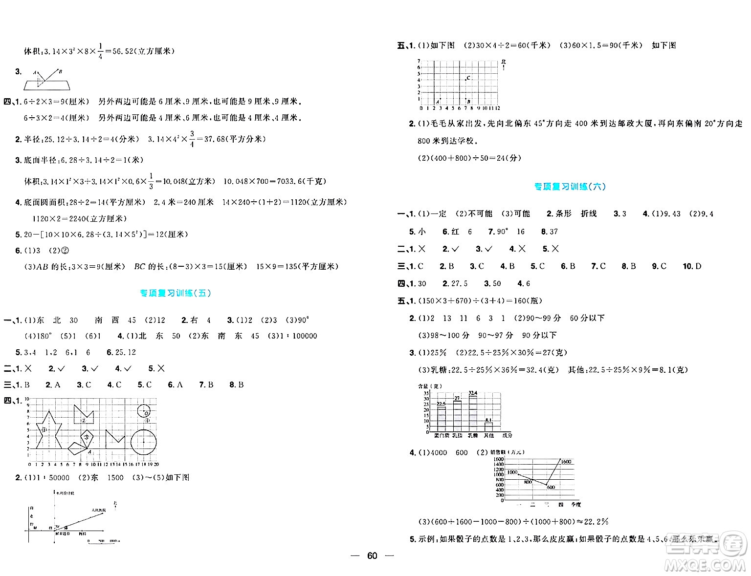 江西教育出版社2024年春陽光同學(xué)一線名師全優(yōu)好卷六年級(jí)數(shù)學(xué)下冊(cè)青島版答案