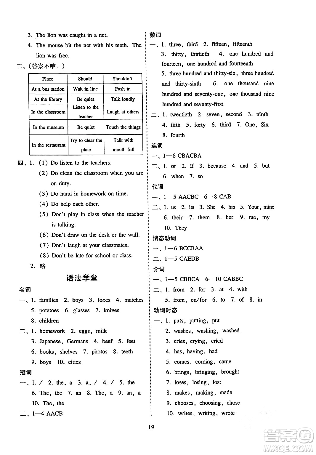 廣州出版社2024年春小學(xué)英語目標實施手冊六年級英語下冊廣州專版答案