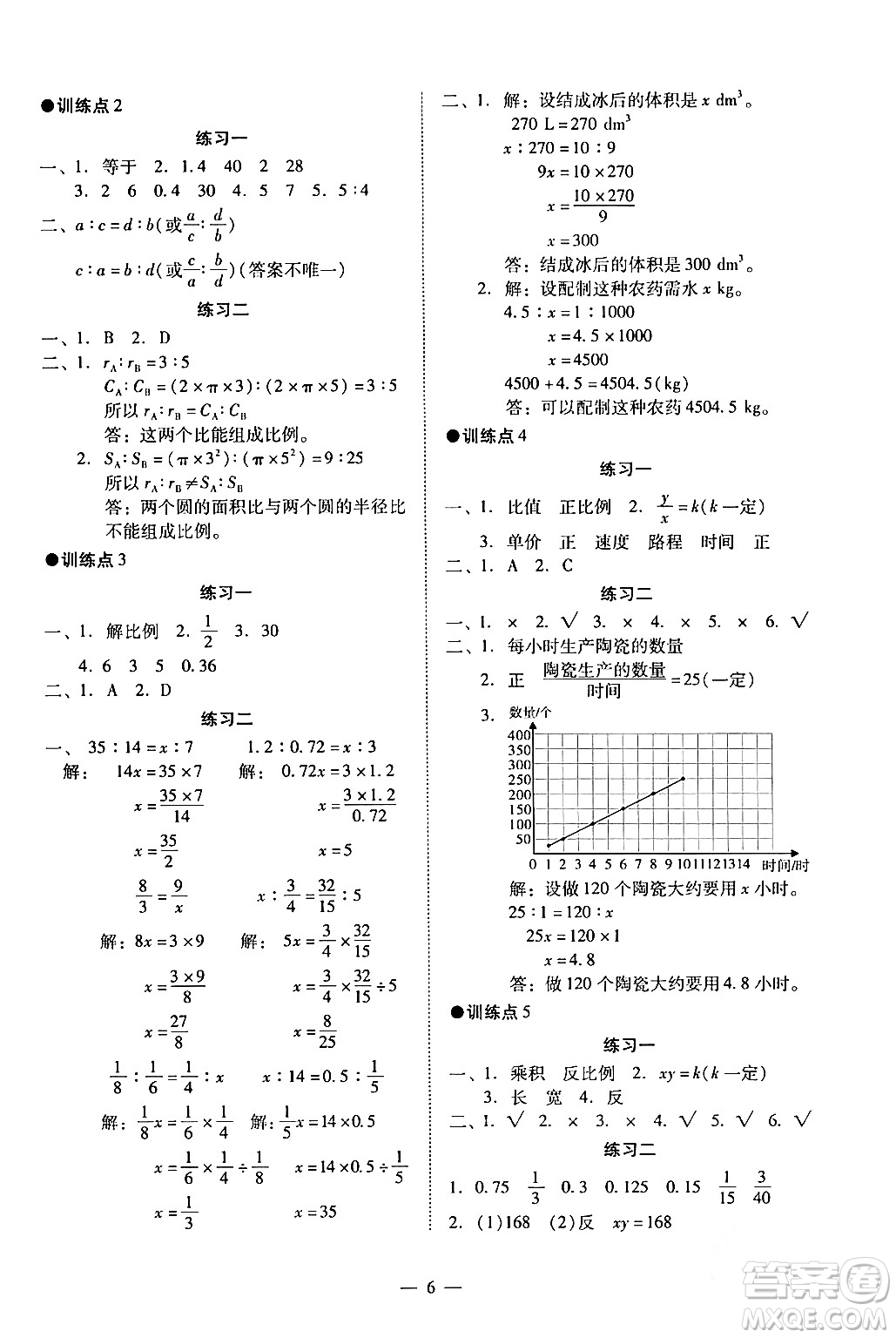 廣州出版社2024年春小學(xué)數(shù)學(xué)目標(biāo)實(shí)施手冊(cè)六年級(jí)數(shù)學(xué)下冊(cè)廣州專版答案