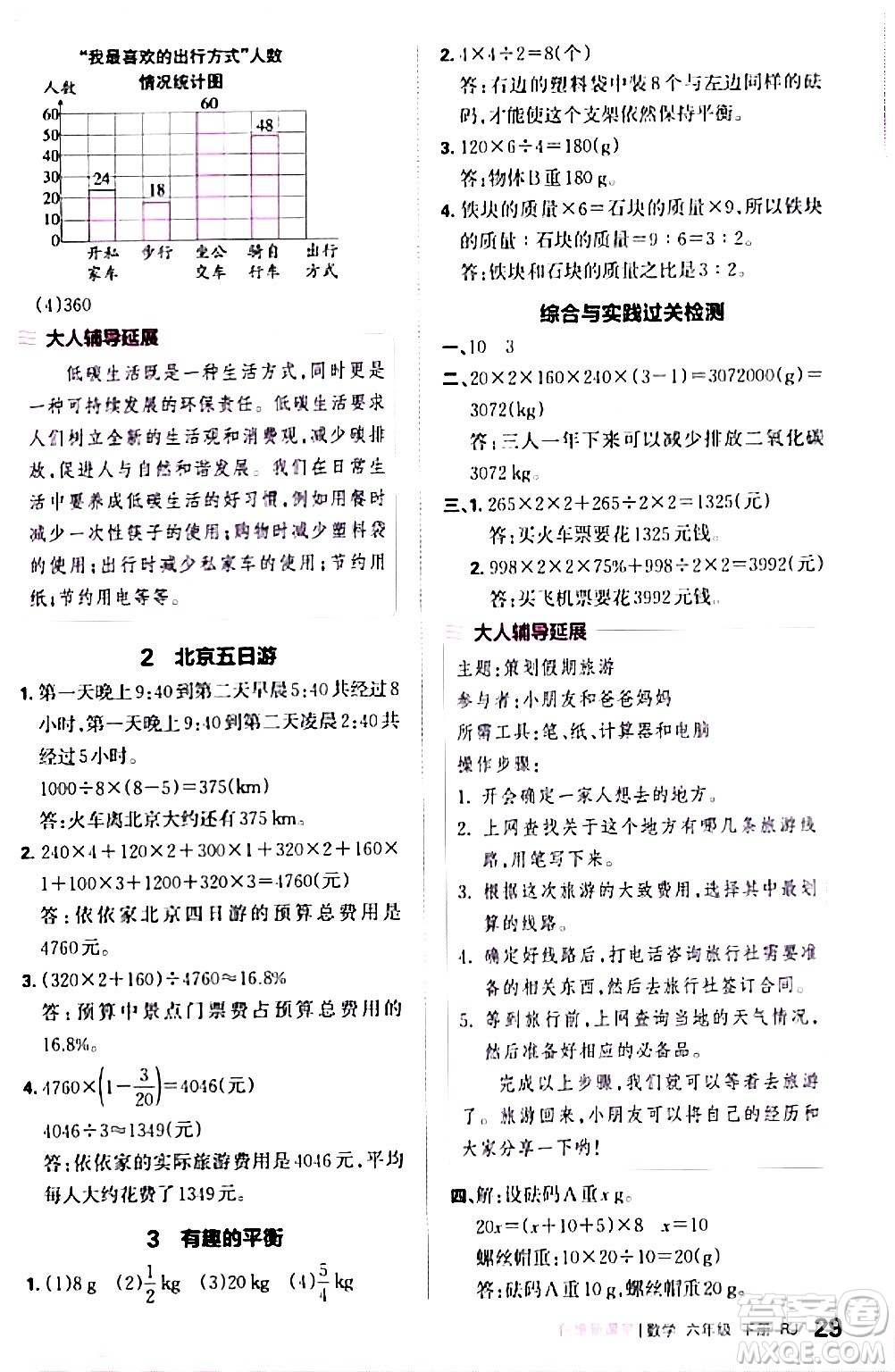 江西人民出版社2024年春王朝霞創(chuàng)維新課堂六年級(jí)數(shù)學(xué)下冊(cè)人教版答案