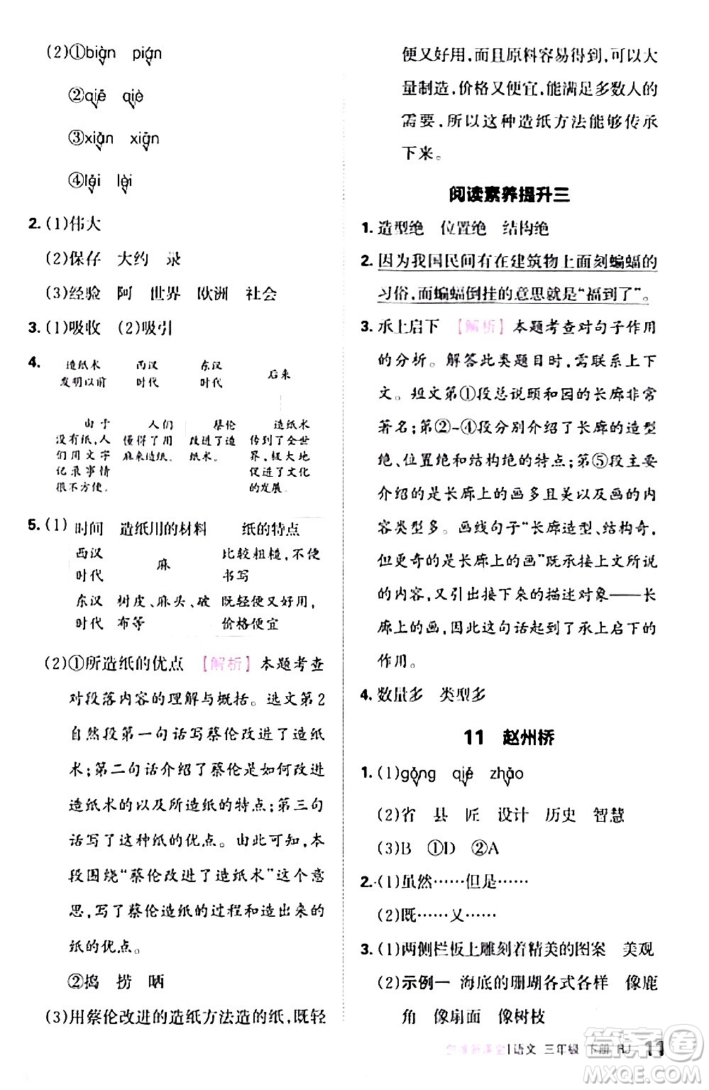 江西人民出版社2024年春王朝霞創(chuàng)維新課堂三年級(jí)語文下冊(cè)人教版答案