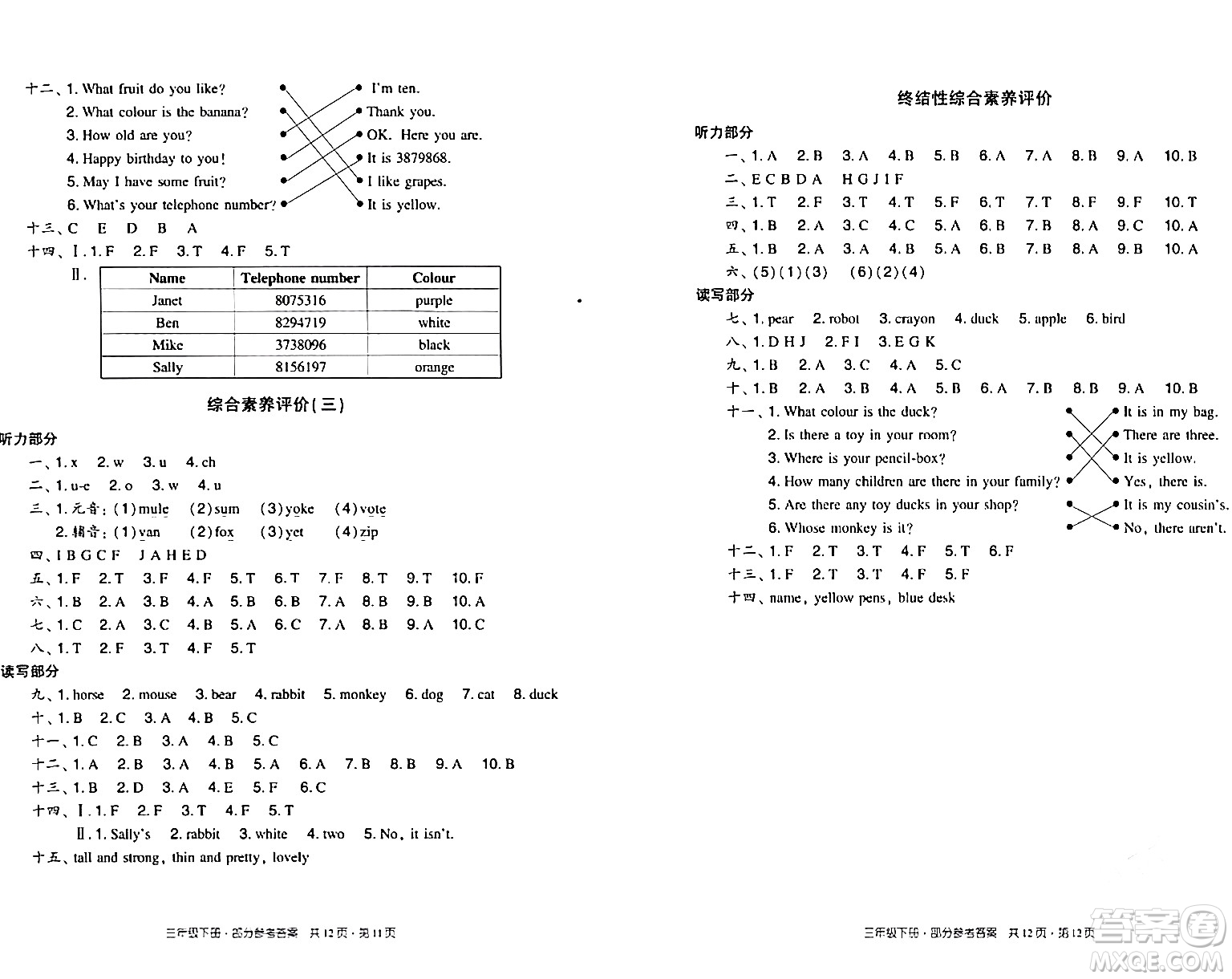 新世紀(jì)出版社2024年春王牌英語(yǔ)小學(xué)英語(yǔ)雙基同步導(dǎo)學(xué)導(dǎo)練三年級(jí)英語(yǔ)下冊(cè)廣州版答案