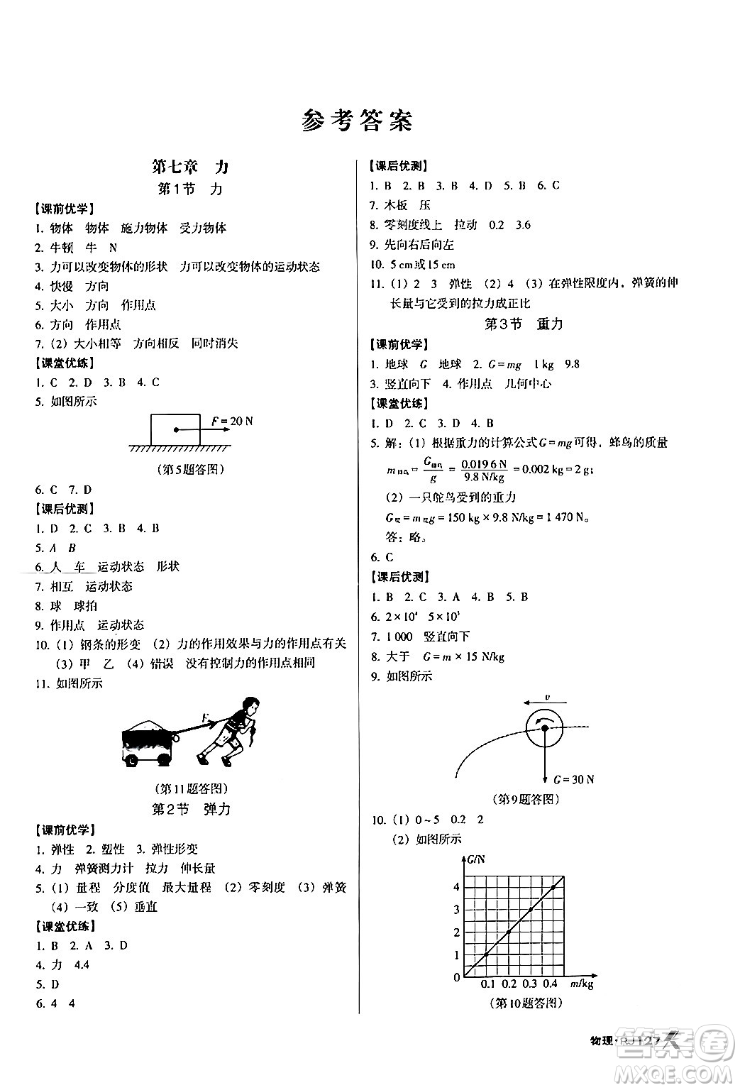 廣東經(jīng)濟出版社2024年春全優(yōu)點練課計劃八年級物理下冊人教版答案