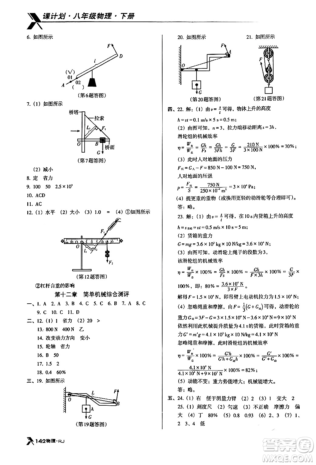 廣東經(jīng)濟出版社2024年春全優(yōu)點練課計劃八年級物理下冊人教版答案