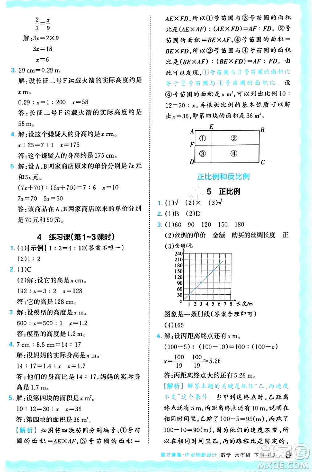 江西人民出版社2024年春王朝霞德才兼?zhèn)渥鳂I(yè)創(chuàng)新設(shè)計(jì)六年級(jí)數(shù)學(xué)下冊(cè)人教版答案