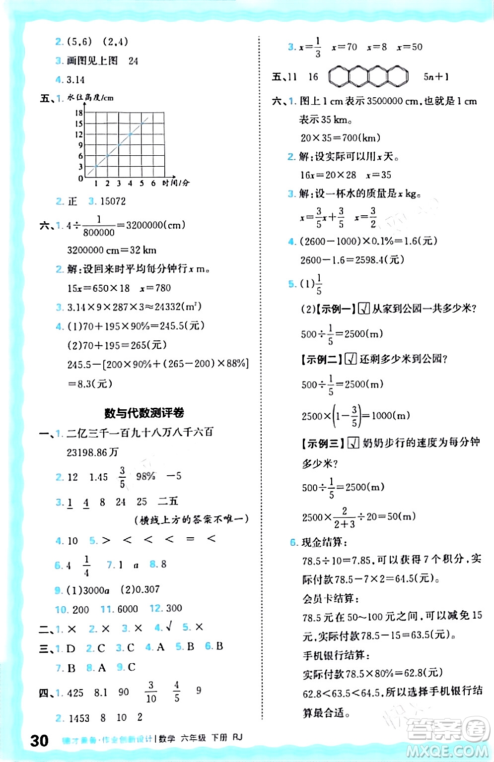 江西人民出版社2024年春王朝霞德才兼?zhèn)渥鳂I(yè)創(chuàng)新設(shè)計(jì)六年級(jí)數(shù)學(xué)下冊(cè)人教版答案