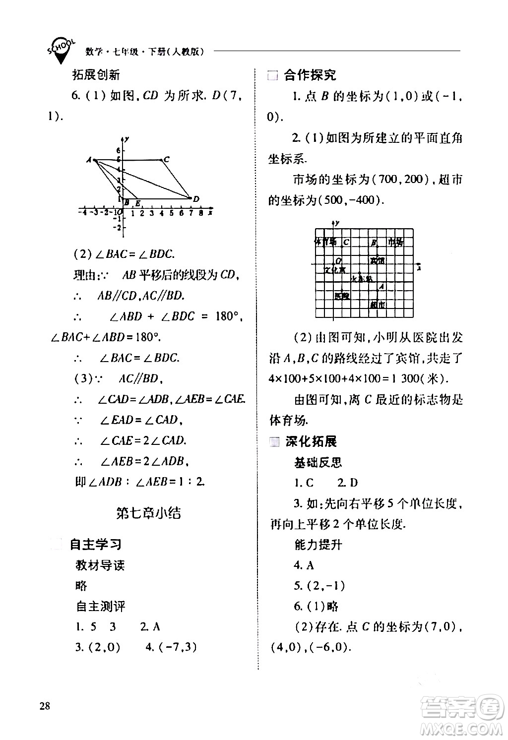 山西教育出版社2024年春新課程問題解決導(dǎo)學(xué)方案七年級(jí)數(shù)學(xué)下冊(cè)人教版答案