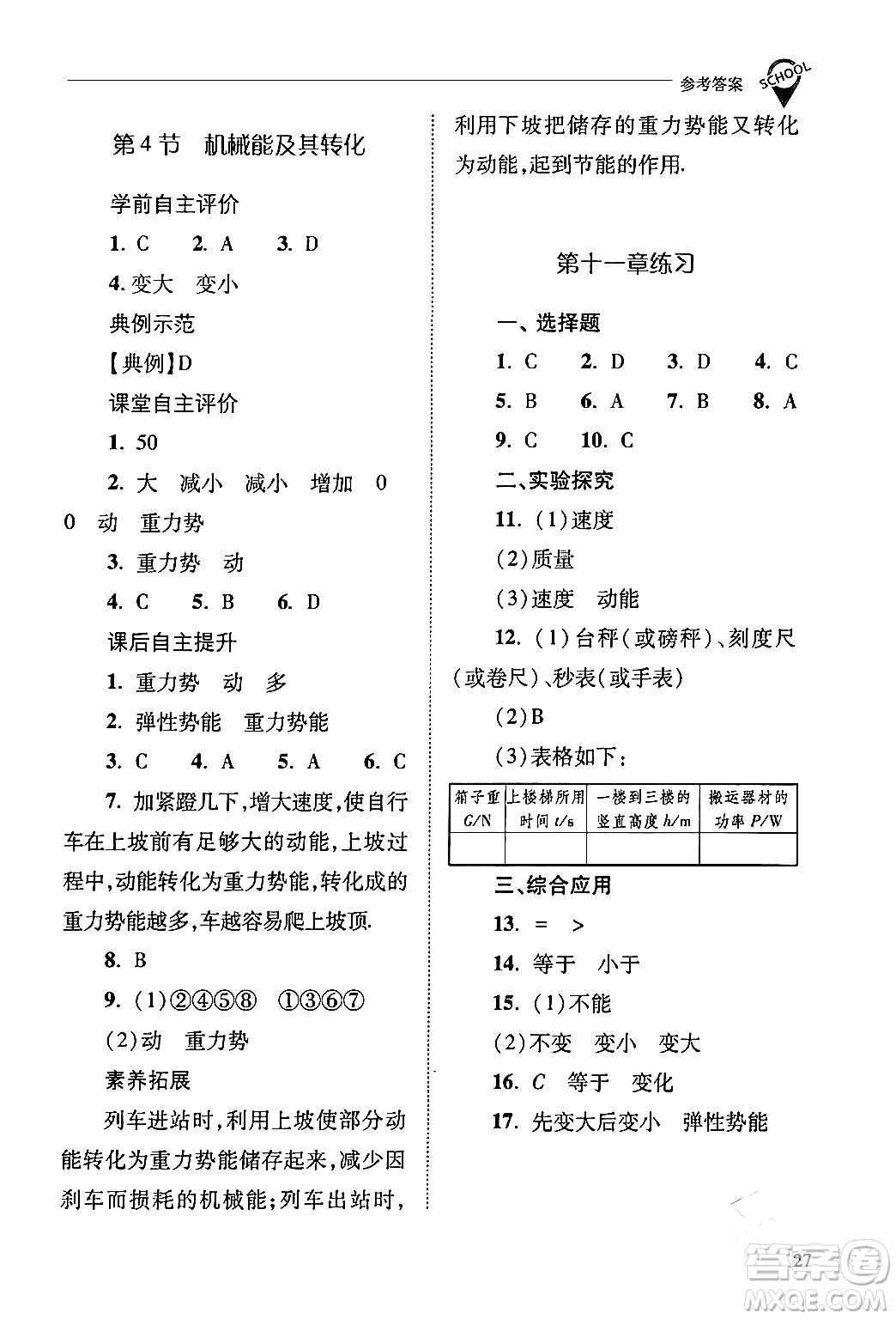 山西教育出版社2024年春新課程問題解決導(dǎo)學(xué)方案八年級物理下冊人教版答案