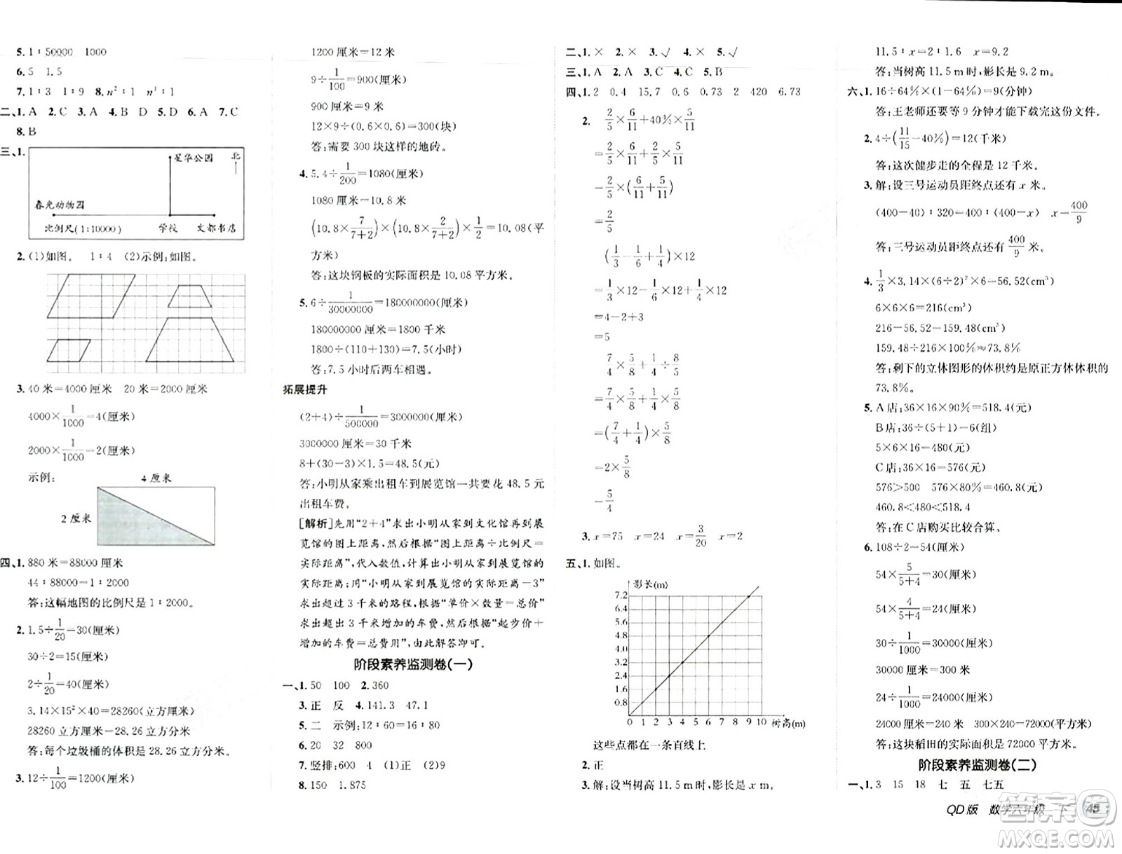 新疆青少年出版社2024年春海淀單元測(cè)試AB卷六年級(jí)數(shù)學(xué)下冊(cè)青島版答案