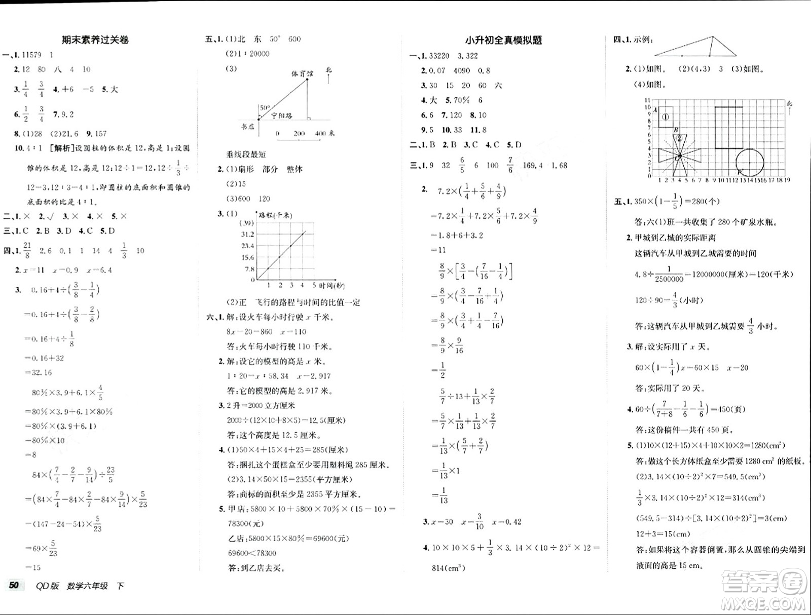 新疆青少年出版社2024年春海淀單元測(cè)試AB卷六年級(jí)數(shù)學(xué)下冊(cè)青島版答案