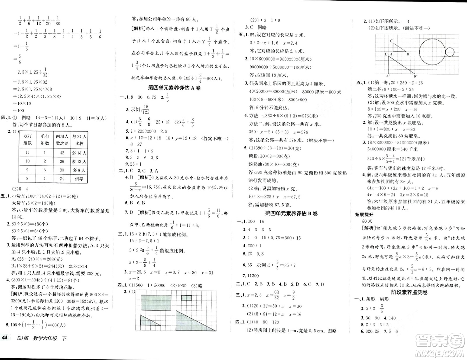 新疆青少年出版社2024年春海淀單元測試AB卷六年級數(shù)學(xué)下冊蘇教版答案