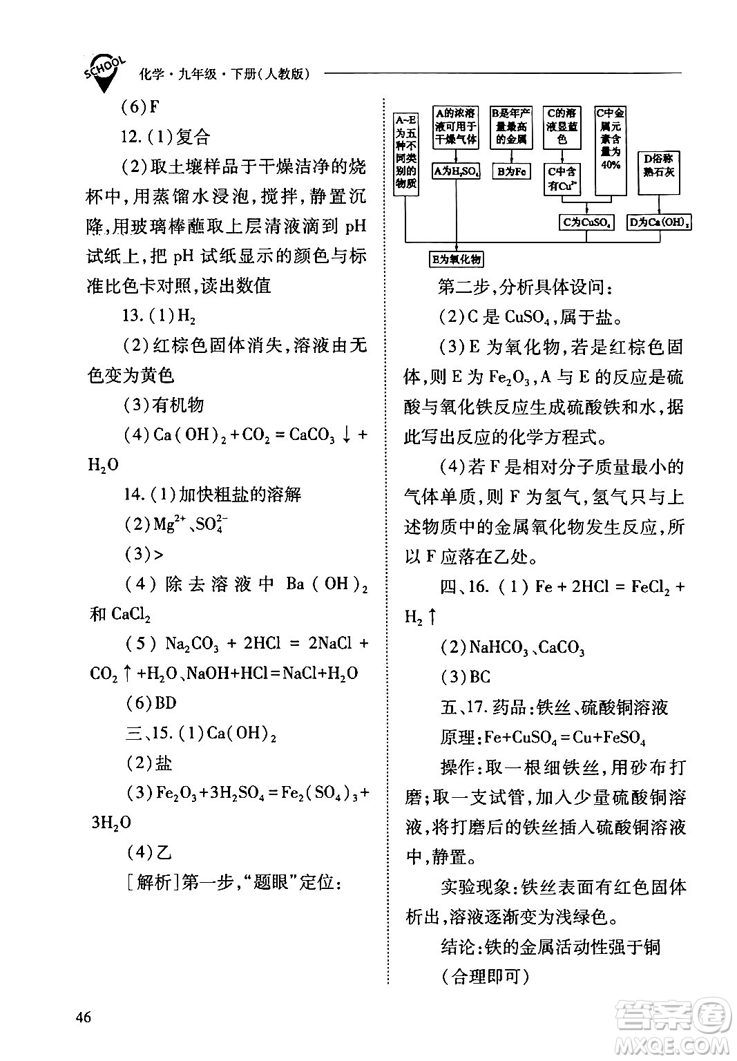 山西教育出版社2024年春新課程問題解決導學方案九年級化學下冊人教版答案