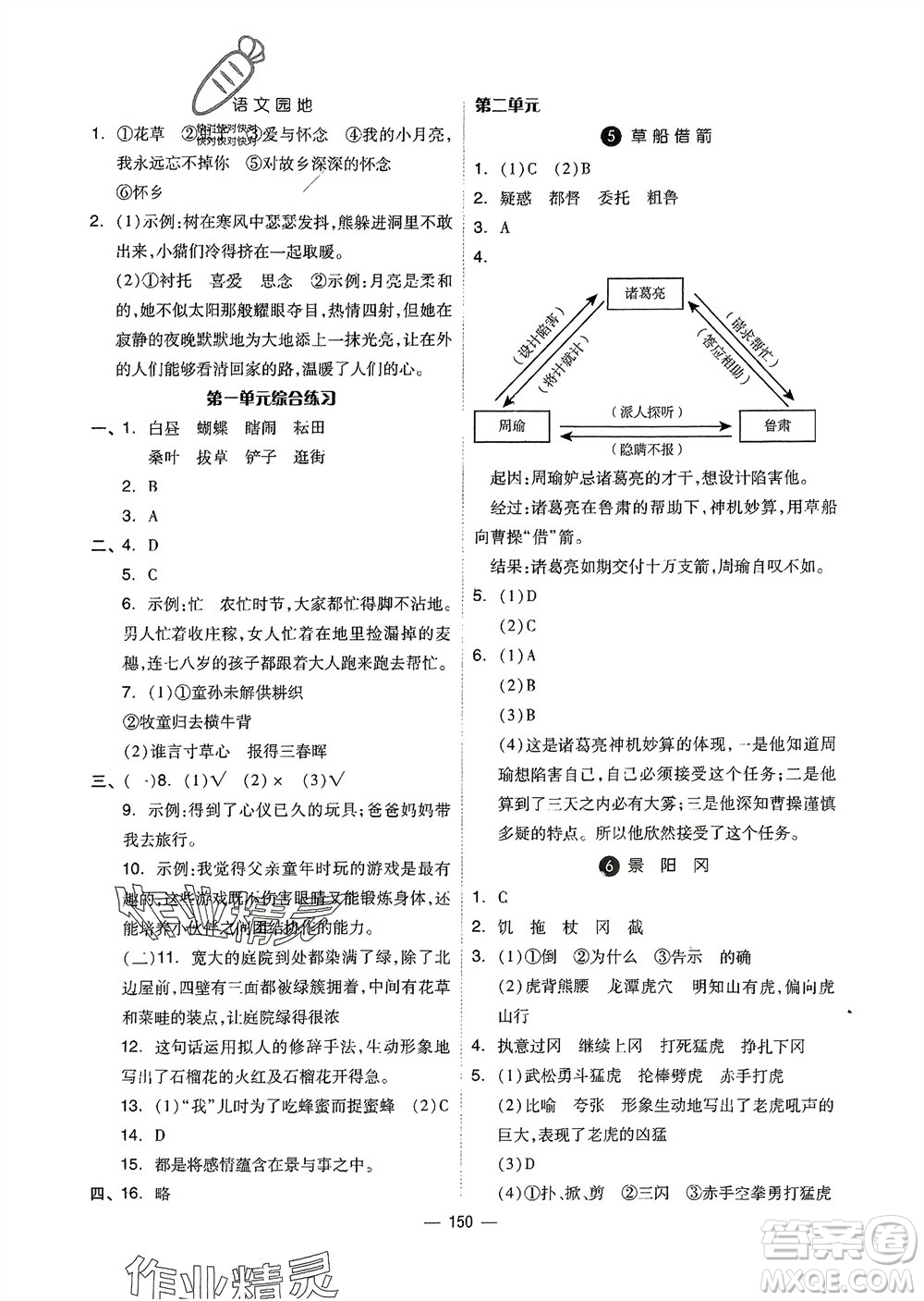 山東科學(xué)技術(shù)出版社2024年春新思維伴你學(xué)五年級(jí)語文下冊(cè)通用版參考答案