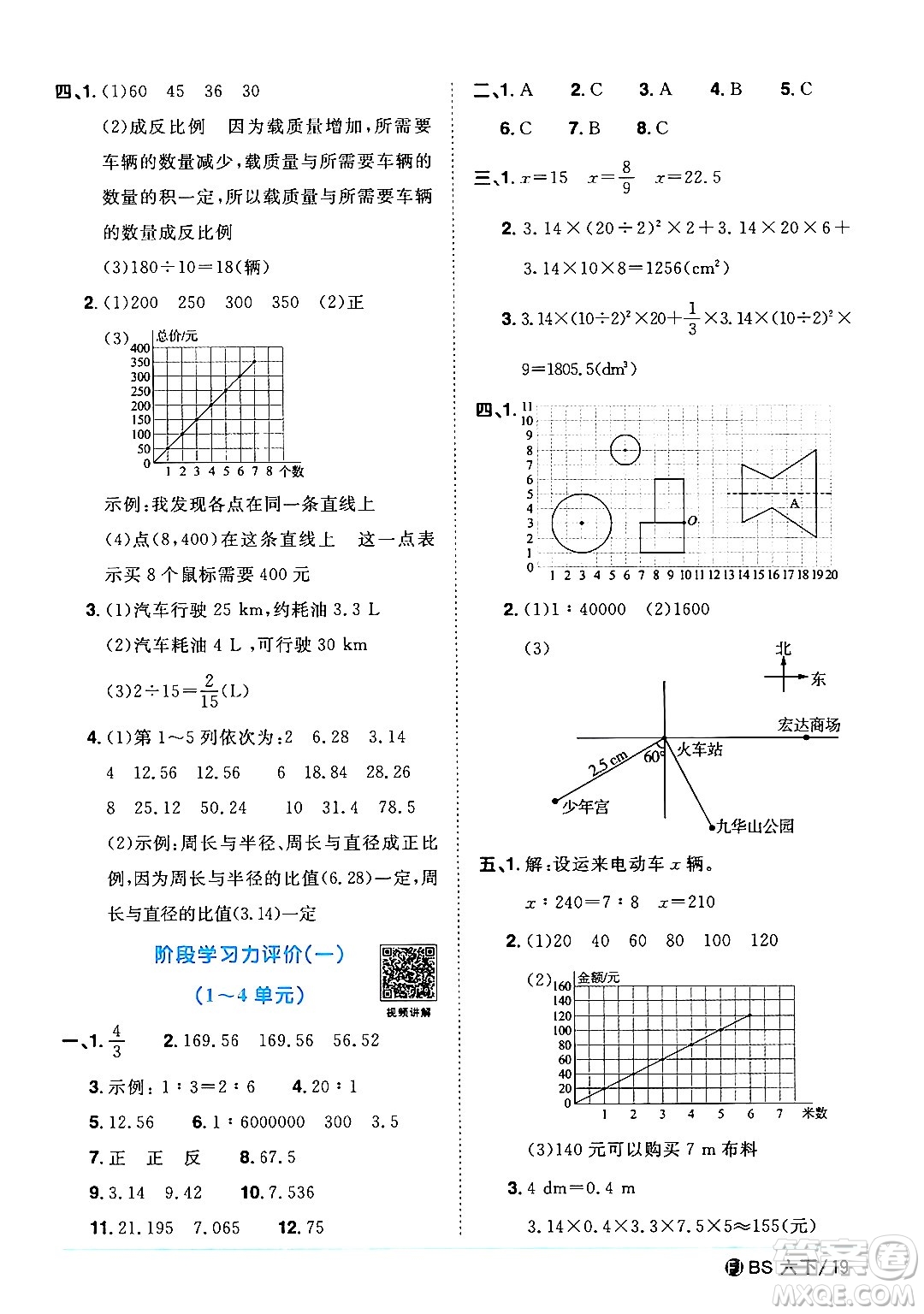 江西教育出版社2024年春陽光同學(xué)課時優(yōu)化作業(yè)六年級數(shù)學(xué)下冊北師大版福建專版答案