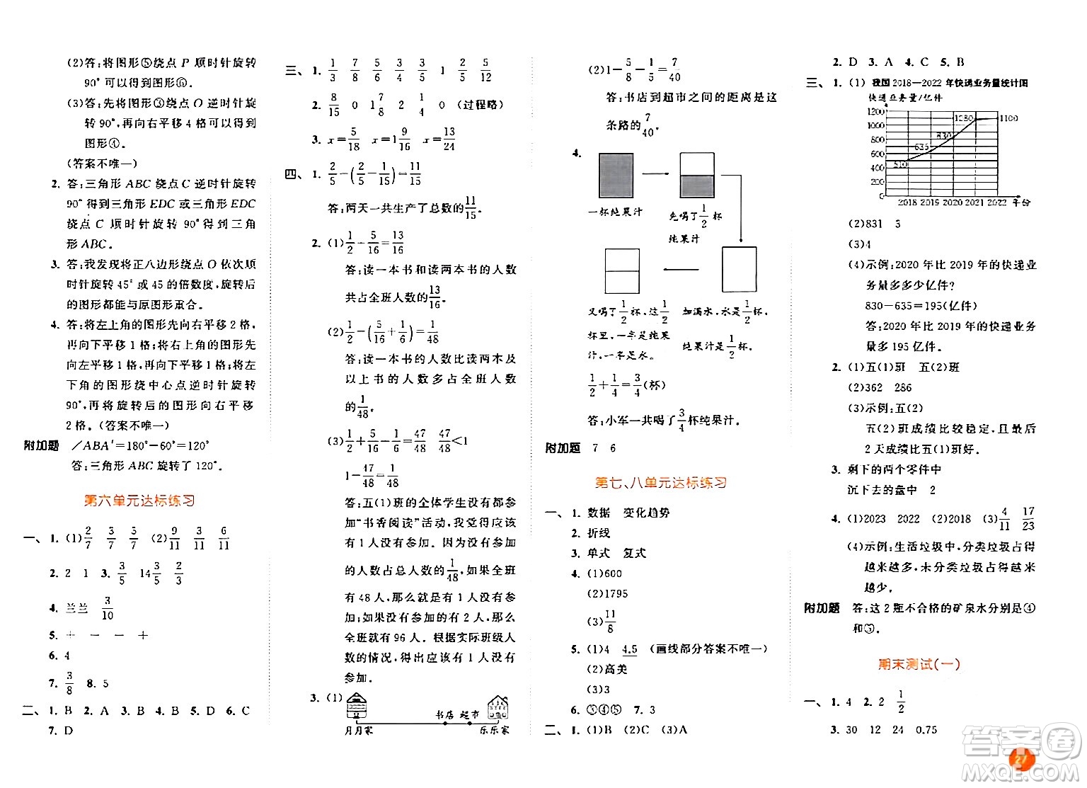 教育科學(xué)出版社2024年春53天天練五年級(jí)數(shù)學(xué)下冊(cè)人教版答案