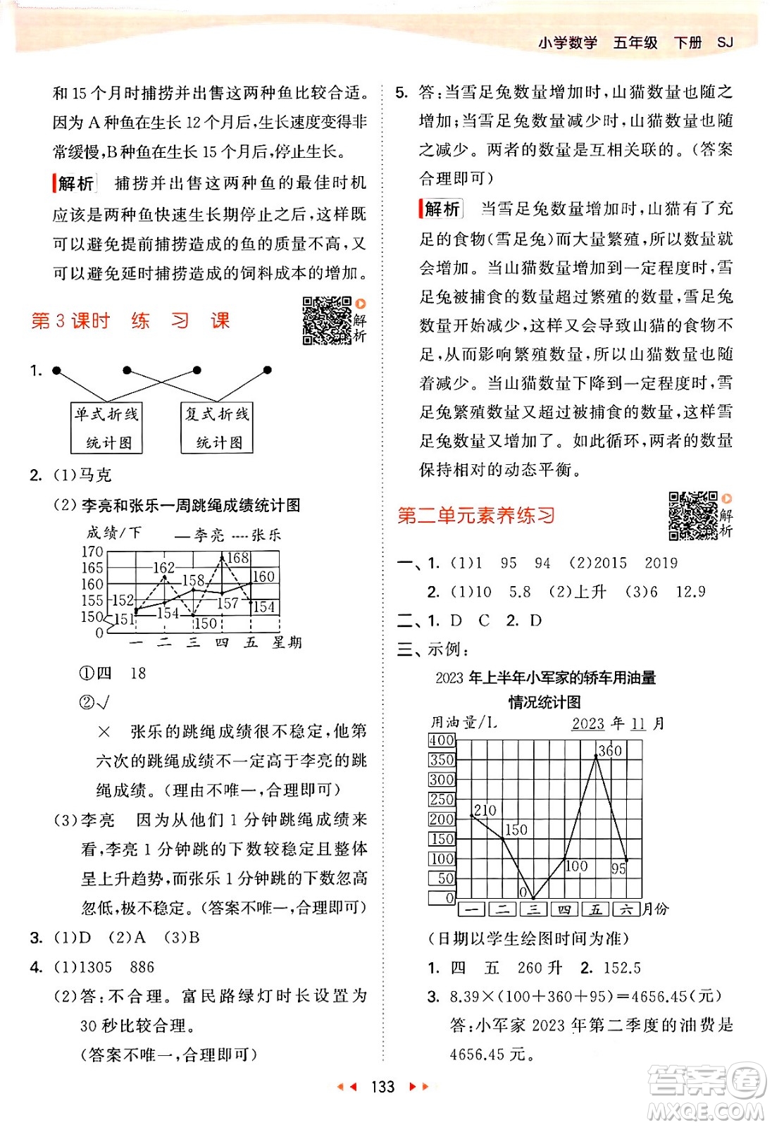 教育科學出版社2024年春53天天練五年級數(shù)學下冊蘇教版答案