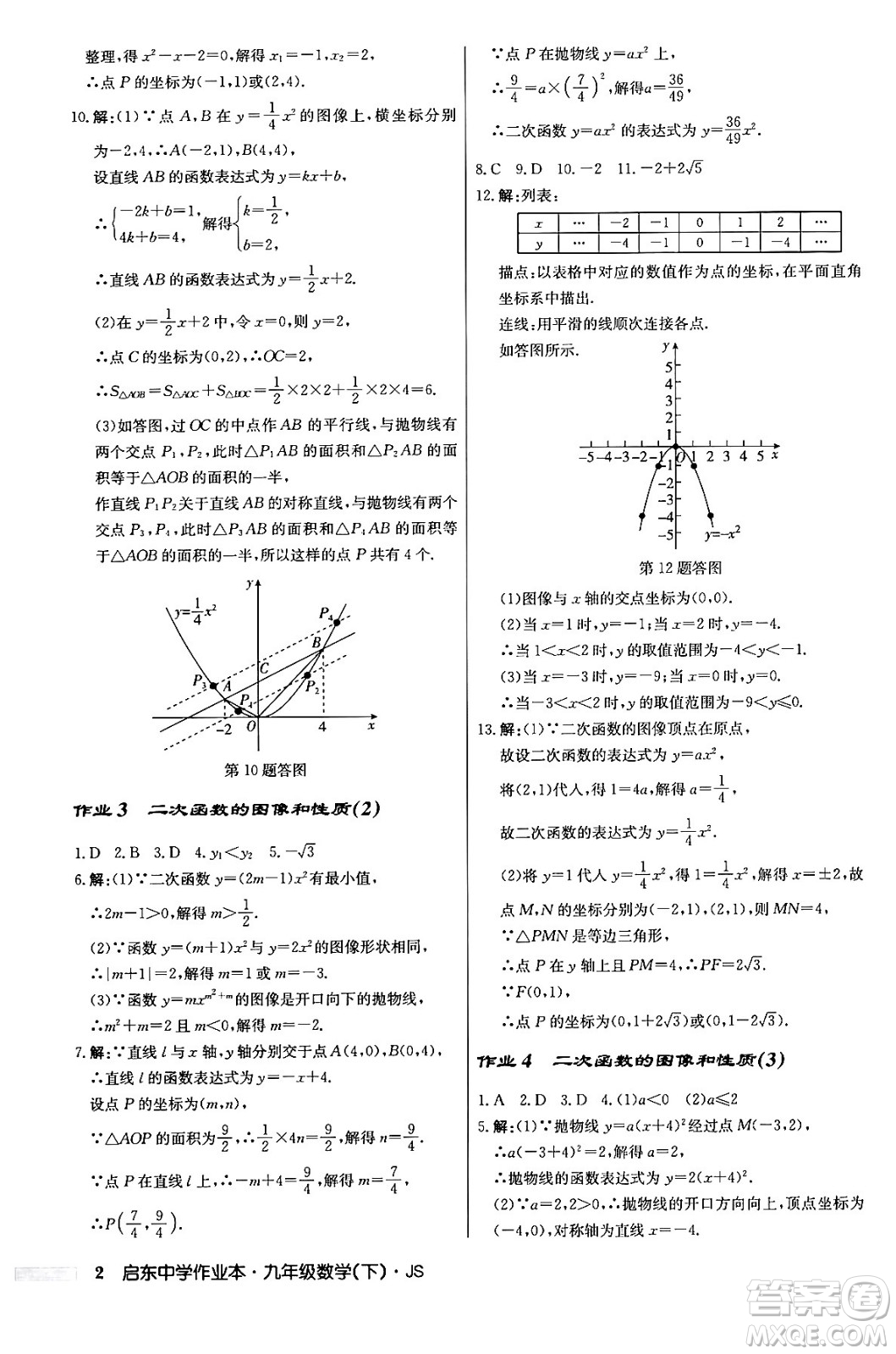 龍門書局2024年春?jiǎn)|中學(xué)作業(yè)本九年級(jí)數(shù)學(xué)下冊(cè)江蘇版答案