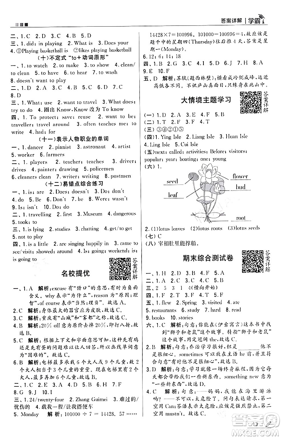 甘肅少年兒童出版社2024年春5星學(xué)霸六年級英語下冊蘇教版答案