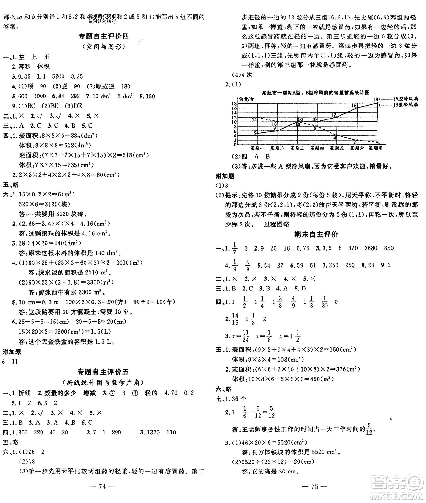 長江少年兒童出版社2024年春智慧課堂自主評價五年級數(shù)學下冊通用版參考答案