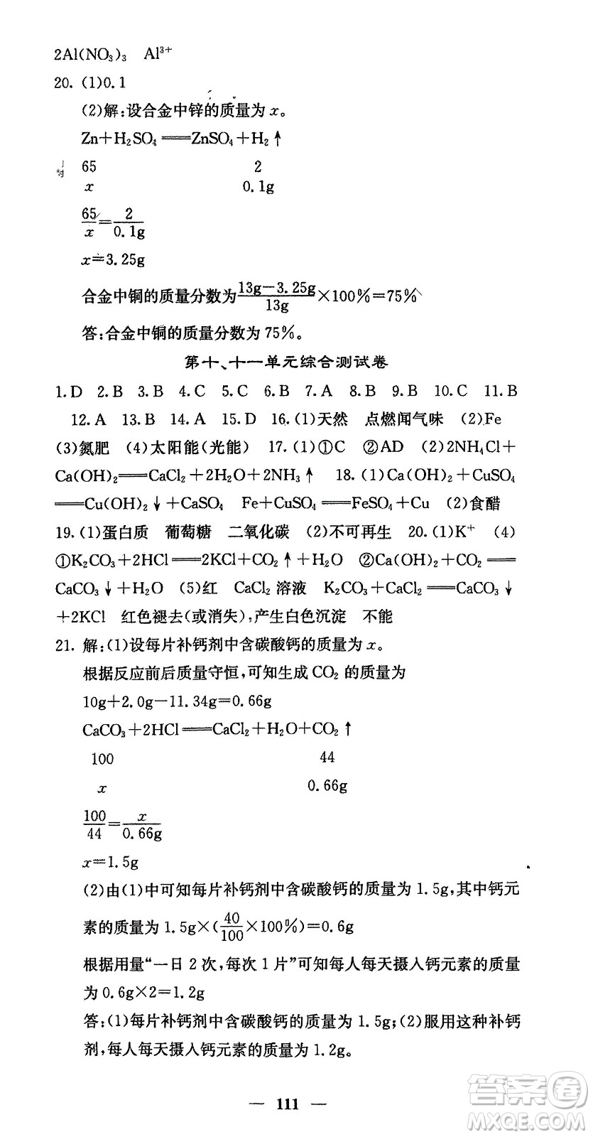 四川大學(xué)出版社2024年春課堂點(diǎn)睛九年級化學(xué)下冊魯教版參考答案