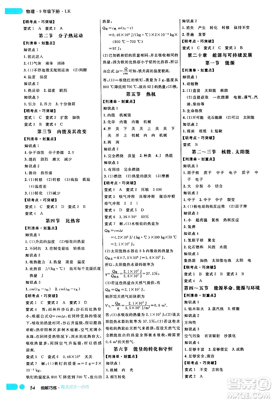 延邊大學(xué)出版社2024年春細(xì)解巧練九年級物理下冊魯科版答案