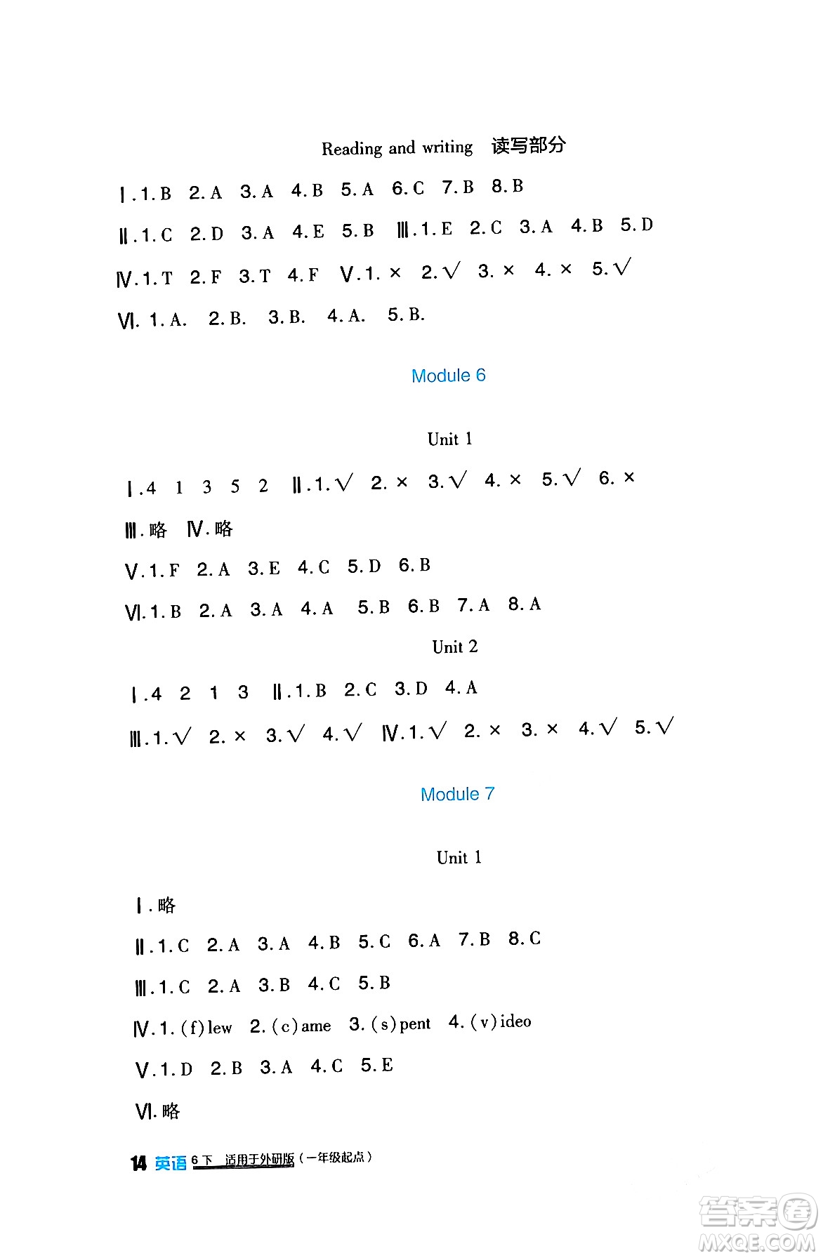 四川教育出版社2024年春新課標(biāo)小學(xué)生學(xué)習(xí)實踐園地六年級英語下冊外研版一起點答案