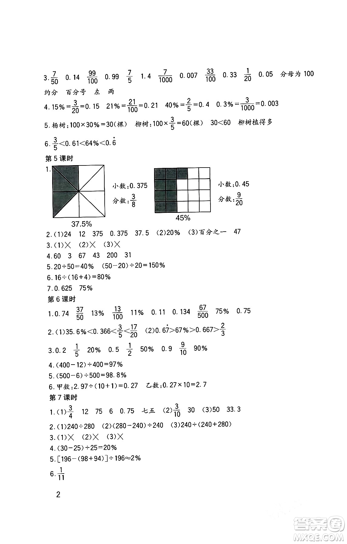 四川教育出版社2024年春新課標小學生學習實踐園地六年級數(shù)學下冊西師大版答案