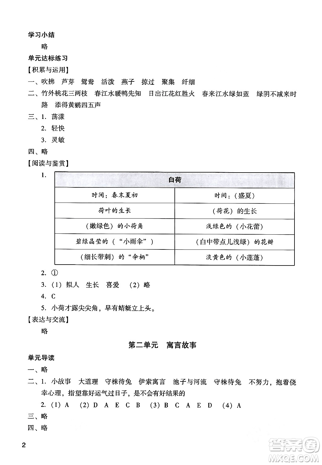 廣州出版社2024年春陽光學(xué)業(yè)評價三年級語文下冊人教版答案