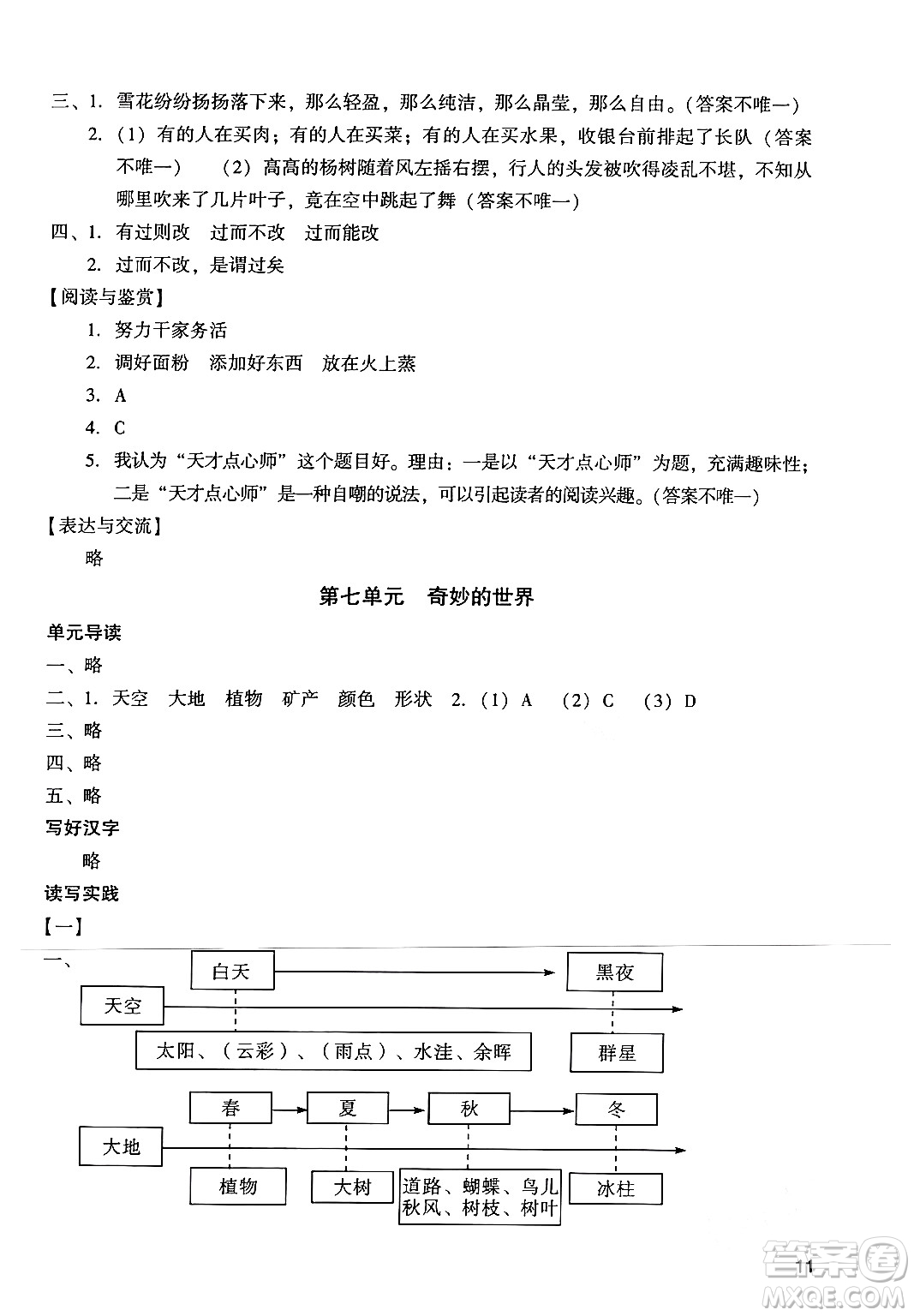 廣州出版社2024年春陽光學(xué)業(yè)評價三年級語文下冊人教版答案