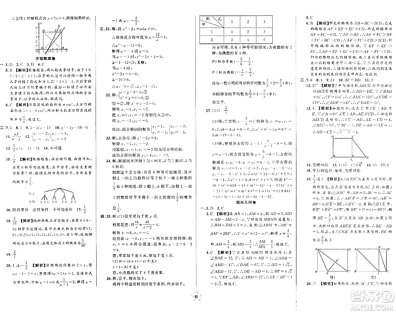 安徽人民出版社2024年春一卷搞定八年級數(shù)學(xué)下冊上海專版答案