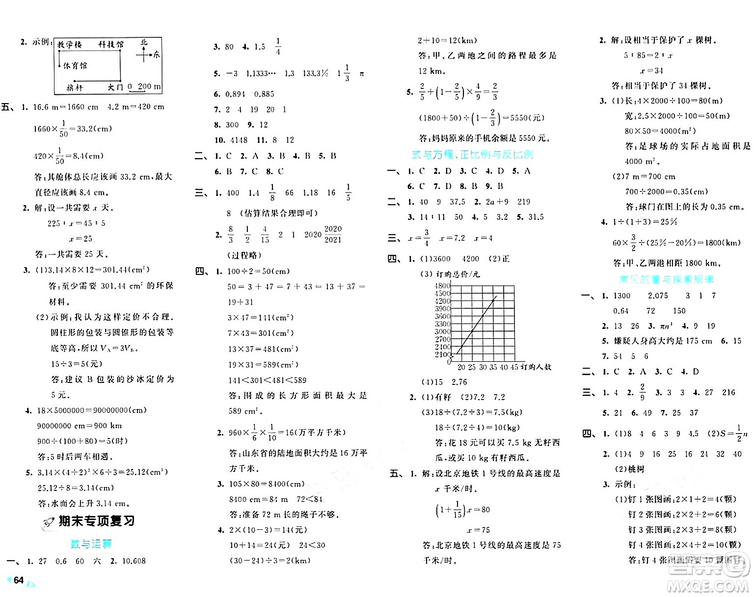 西安出版社2024年春53全優(yōu)卷六年級數(shù)學(xué)下冊北師大版答案