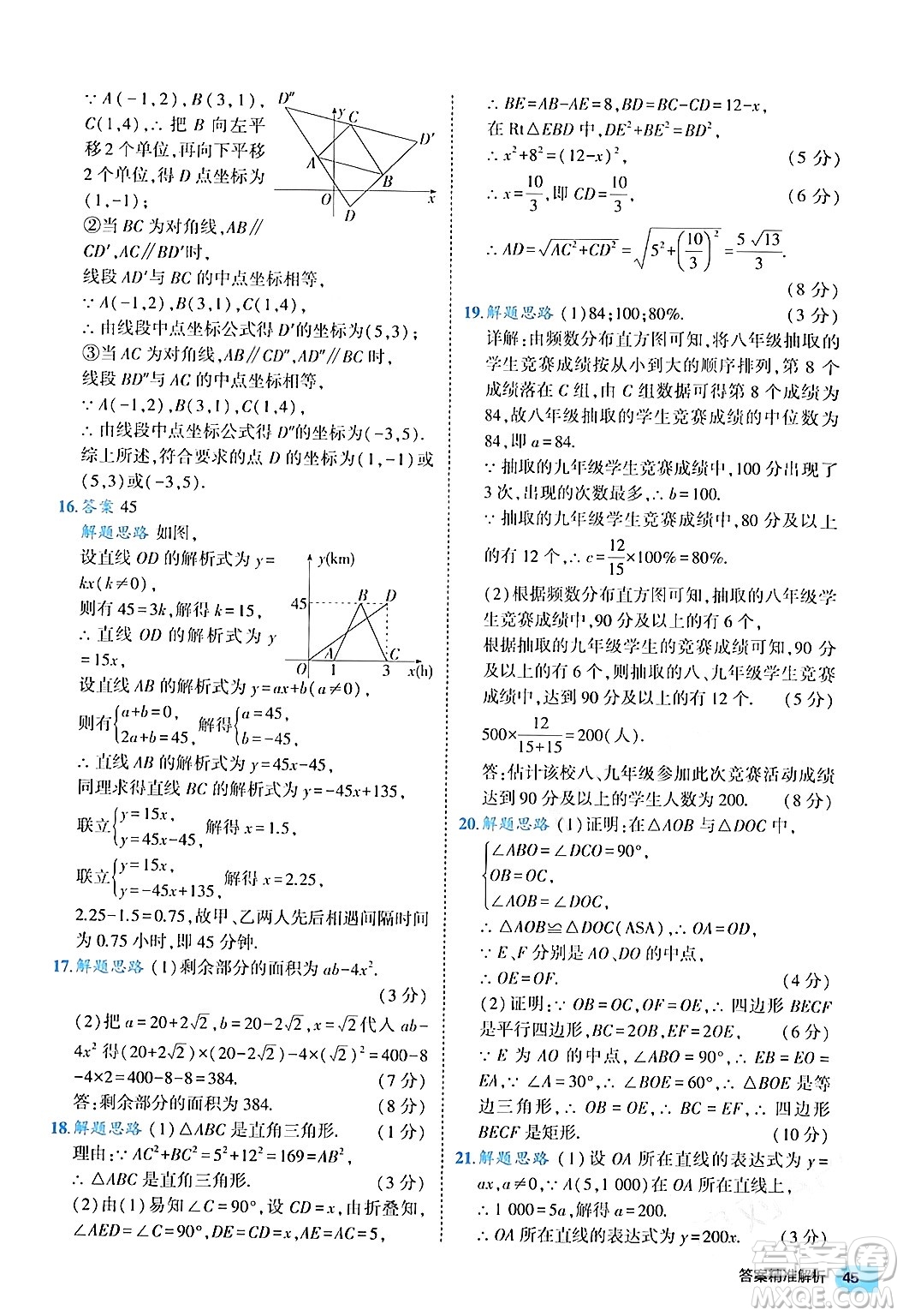 西安出版社2024年春53初中全優(yōu)卷八年級(jí)數(shù)學(xué)下冊(cè)人教版答案