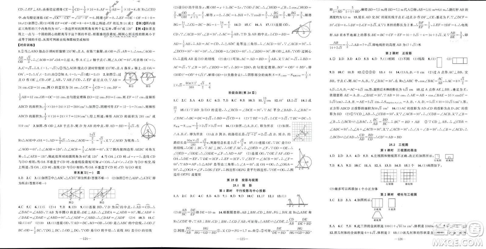 新疆青少年出版社2024年春原創(chuàng)新課堂九年級數(shù)學(xué)下冊滬科版參考答案