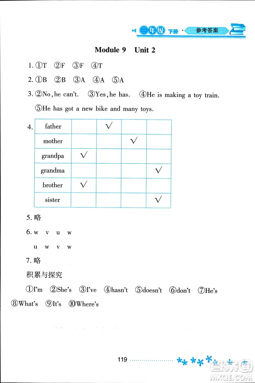 黑龍江教育出版社2024年春資源與評價三年級英語下冊外研版黑龍江專版參考答案